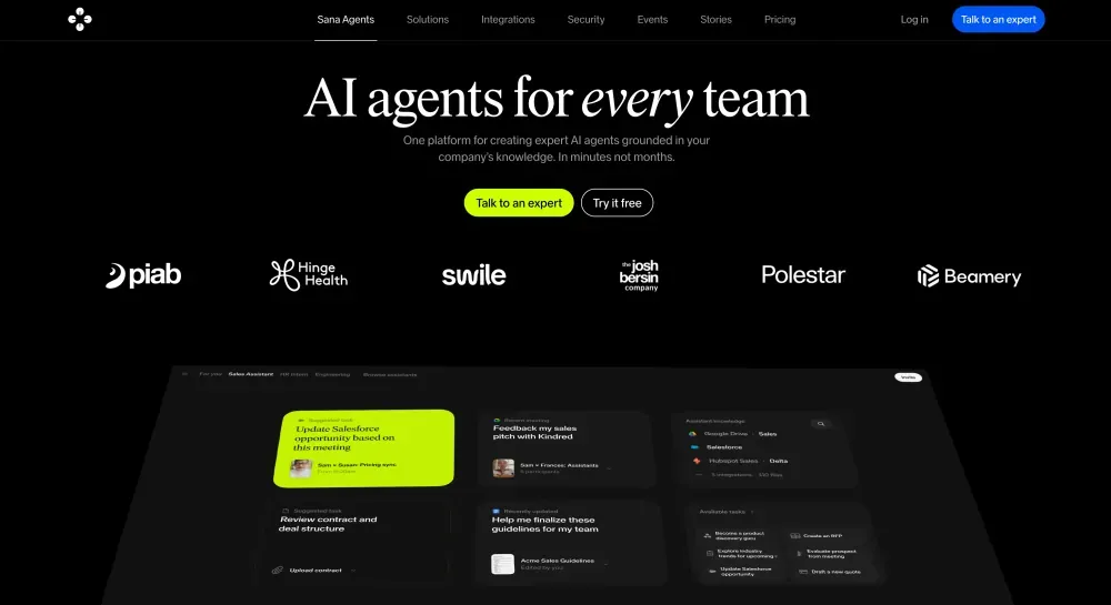 Sana AI home page screenshot